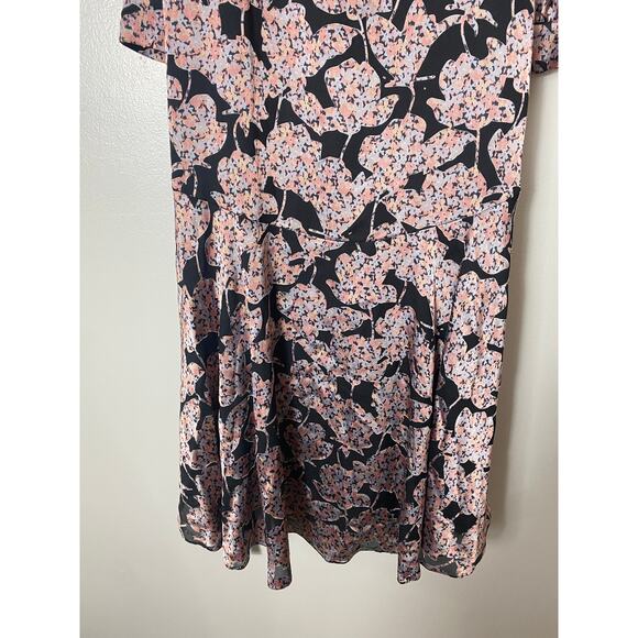 ANTHROPOLOGIE DRESS CABALLERO WRAP MIDI METALLIC FLORAL BLACK CORAL TAN FALL - Picture 13 of 16